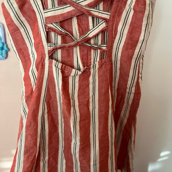 Urban Outfitters Ladder Striped Linen Mini Dress size S-p - Picture 4 of 14
